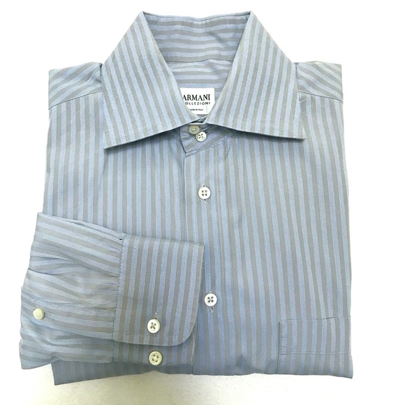 Armani Collezioni Other - Armani Collezioni Blue/Gray Stripe Shirt- 39/15.5R